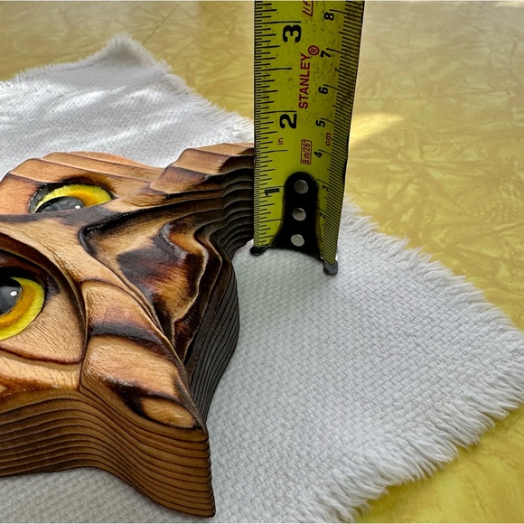 Vintage Charred Carved Wood Owl Wall Hanging - Picture 7 of 9